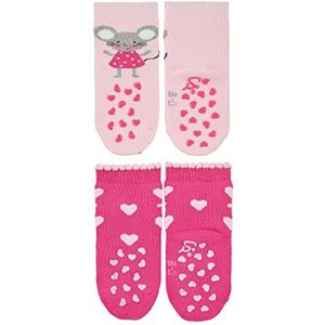Sterntaler Baby - Meisjes Abs Kruipsokenkoppelpack Muizen + harten ABS Sokken, roze, 22 EU