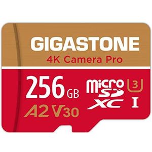 GIGASTONE - Micro SD Card - 256GB - MicroSDXC Camera Pro - Met SD Adapter - 100MB/s UHS-I A2 V30 U3