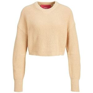 JACK & JONES JXX JXCARLOTA LS Twist Cropped CN gebreide trui, beige, S