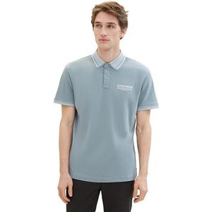 TOM TAILOR Basic Piqué poloshirt voor heren met logo-print, 27475 - Grijs Mint, S