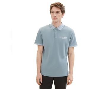 TOM TAILOR Basic Piqué poloshirt voor heren met logo-print, 27475 - Grijs Mint, S