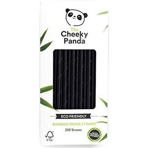 The Cheeky Panda Bamboe zwarte papieren rietjes, Pack van 250