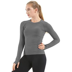 MathCat yoga-top met lange mouwen voor dames, Donkergrijs, S