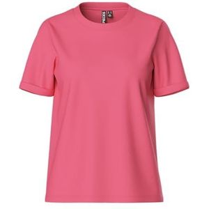 Pcria - Ss Fold Up Solid Tee - Roze - Katoen