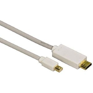 Hama Mini DisplayPort naar HDMI-adapter, 1,5 m, Full HD tot 1080 dp, miniDP-stekker naar HDMI-aansluiting, ideaal voor Macbook Air/Macbook Pro/Mac Mini, wit