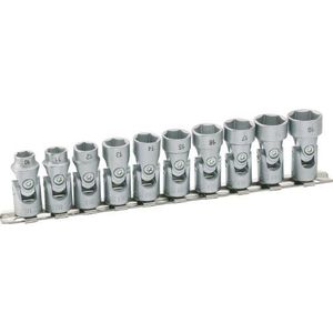 HAZET - Zeskant-Scharnierdopsleutelset - 10-delig - Verchroomd - 3/8 inch (10 mm)