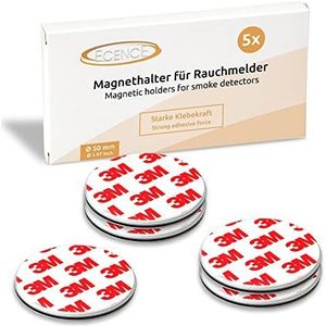 ECENCE Rookmelder magneethouder 5 stuks zelfklevende magneethouder voor rookmelder Ø 50 mm snelle & veilige montage zonder te boren of schroeven, voor alle brand- en rookmelders