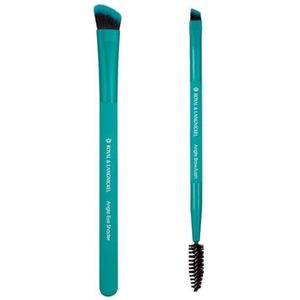 MODA Royal & Langnickel Travel Size EZGlam Duo Mooie wenkbrauwen 2 stuks Make-up Brush Set Inclusief -Hoek Shader en Duo Hoek & Lash Borstels, Blauwgroen
