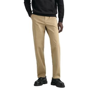 GANT Klassieke broek voor heren, normale keperstof, donkere kaki, standaard, khaki (dark khaki), 32W x 32L