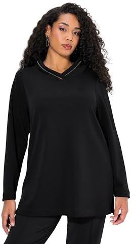 Ulla Popken - Sweatshirt - Zwart - Normale Pasvorm - Lange Mouw