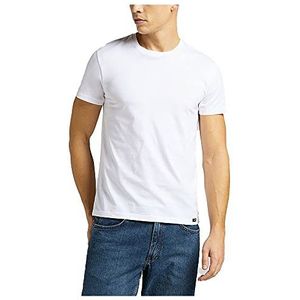 Lee Mens Twin Pack Crew T-shirts, wit, S/Tall