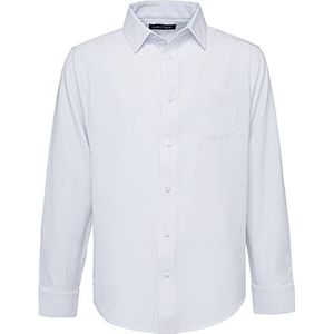 Nautica mens School Uniform Long Sleeve Performance Oxford Button-down Button Down Shirt, White, Large US