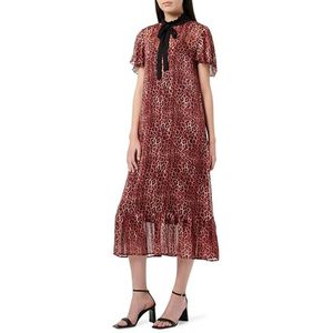FENIA Midi-jurk voor dames met luipaardprint, rood, S