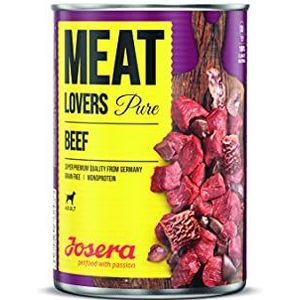 Josera Meat Lovers Pure Beef Natvoer voor honden, hoog vleesgehalte, graanvrij, sappig rundvlees, lekkere bouillon en mineralen, volledig voer, 6 x 400 g