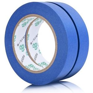 AiQInu 2 rollen blauwe afplakband, schilderspapier, blauw plakband, professionele masking-tape, schilderstape blauw, 24 mm x 50 m