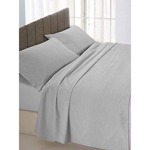 Italian Bed Linen Max Color Hoeslaken, 100% katoen, lichtgrijs, tweepersoonsbed