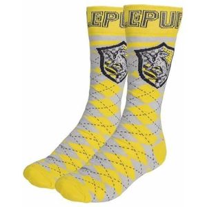 Harry Potter sokken, 4 paar, maat 36 tot 38, lange sokken van katoen, polyester en elastaan, met opdruk van Hogwarts Huizen, origineel product, ontworpen in Spanje, Meerkleurig, 36-38 EU