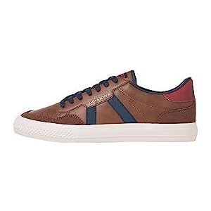 JACK & JONES Jfwmorden Pu Combo 2.5 Sn Sneakers voor heren, Cognac Detail Navy Red, 41 EU