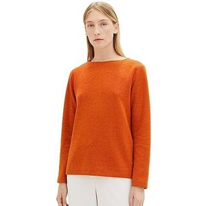 TOM TAILOR Sweatshirt voor dames met geribbelde structuur, 32403-goud vlam oranje melange, 3XL