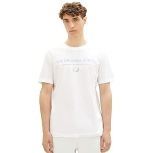 Tom Tailor Denim Katoenen slim fit T-shirt met logoprint heren, 20000-Wit, S