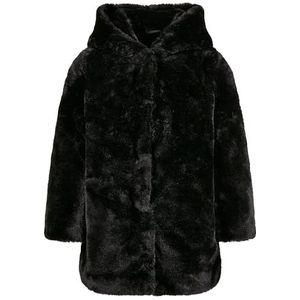 Urban Classics Meisjesmantel Girls Hooded Teddy Coat, behaaglijke winterjas met capuchon, verkrijgbaar in 2 kleuren, maten 110/116-158/164, zwart, 134/140 cm