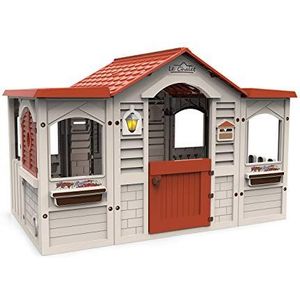 Chicos Groot kinderhuis voor buiten en binnen, van robuust en duurzaam kunststof, beige met rood dak, 105,8 cm x 30,5 cm x 85 cm (89650)