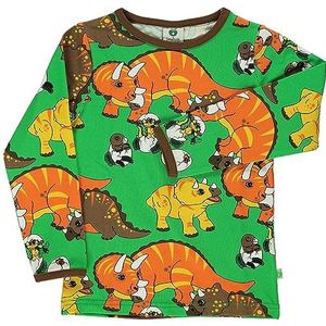 Småfolk Jongens T-shirt Ls. Dinosaur Blouse, groen, 9-10 Jaar