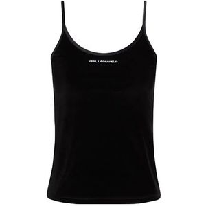 KARL LAGERFELD Dames Velour Logo Tank Pajama Top, Zwart, S, zwart, S