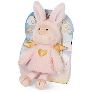 NICI Knuffel beschermengel konijn La La Bunnie 30cm in geschenkdoos – Konijnenknuffels voor meisjes, jongens en baby’s – Pluizig knuffeldier om te knuffelen, spelen en cadeau te doen, Roze/Goud