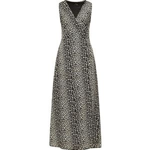faina Dames maxi-jurk met luipaardprint 19222827-FA010, grijs leo, S, Grijs Leo, S