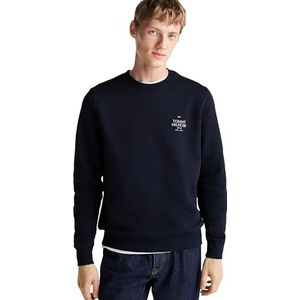 Tommy Hilfiger Heren HILFIGER STACK SWEATSHIRT MW0MW35524, Pullover Sweatshirt, Blauw, XS, Blauw (Woestijnhemel), XS