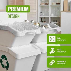 EcoBag - 120 stuks zware witte vuilniszakken - 55L - 15 micron - extra sterke, lekvrije, scheurbestendige zakken voor klapbakken, keuken, thuis en kantoor (580 x 880 mm)