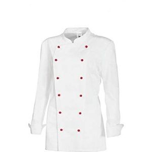 BP Gourmet 1542-400-21 kookjas voor dames - Lange mouwen - 65% polyester, 35% katoen - normale pasvorm - maat: 46 - kleur: wit