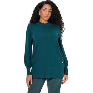 Ulla Popken - Enziaan - Gebreide Trui - Effen - Lange Mouwen