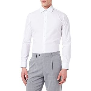 Seidensticker Businesshemd voor heren, extra slim fit, strijkvrij, kent-kraag, lange mouwen, patchwork, 100% katoen, wit, 39