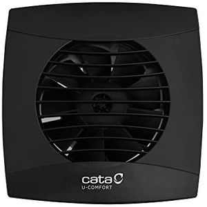 Cata, Badkamerventilator, model UC-10 STD BLACK, stille afzuigventilator, U-serie - comfort, motor met laag stroomverbruik, standaardserie, energie-efficiëntieklasse B, zwart. 150 x 150 x 77,5