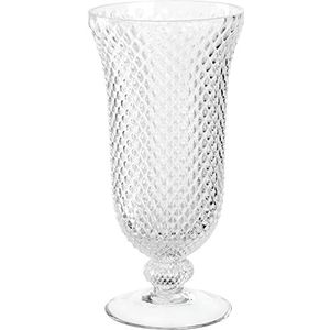 Leonardo Poesia glazen decoratieve vaas op voet, handgemaakte decoratieve vaas met eltegant gestructureerd oppervlak, helder, hoogte: 30 cm, 1,9 l, 076433