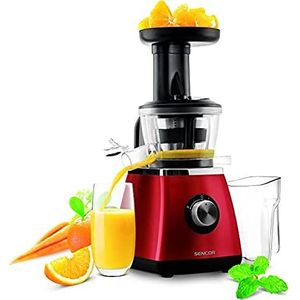 SENCOR SSJ 4042RD Slow Juicer voor vruchten/groentesap (400 watt, slow juicer, slakkenpers, sapreservoir met een inhoud van 0,8 l) rood