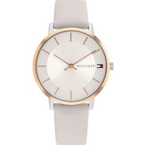 Tommy Hilfiger Analoog Quartz Horloge voor Vrouwen met Grijze Lederen Band - 1782671, Zilver Wit, Minimalist