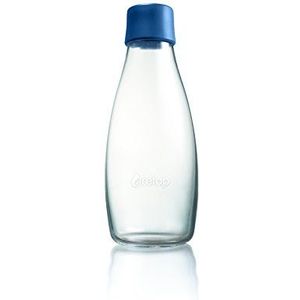 Retap ApS Herbruikbare waterfles met sluiting - 0,5 liter, dekselkleur: donkerblauw
