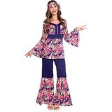 Amscan 9907000 volwassen dames hippy kuiken kostuum maat 10-12, vrouwen, roze, paars