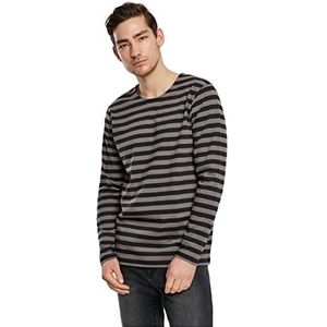Urban Classics Heren T-shirt Regular Stripe LS, lange mouwen T-shirt met dwarsstrepen patroon voor mannen, verkrijgbaar in verschillende kleuren, maten S-5XL, asfalt/zwart., 3XL
