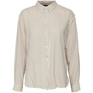 VERO MODA Vmbumpy Classic Ls Shirt Noos Blouse voor dames, Sneeuwwit/strips: irish Cream, S