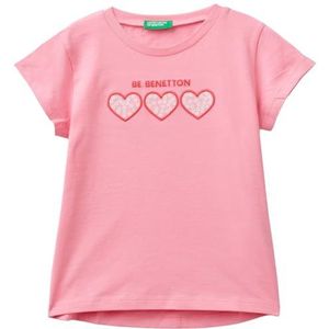 United Colors of Benetton T-shirt voor meisjes en meisjes, Roze, 110