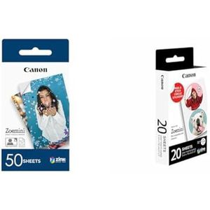 Canon ZINK PAPER ZP-2030 50 sheets EXP HB & Canon,ZINK Cirkelsticker ZP-2030-2C-20 Zoemini,33mm,Wit