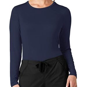 WonderWink Layers Women’s Silky Long Sleeve Tee — Navy, 2X