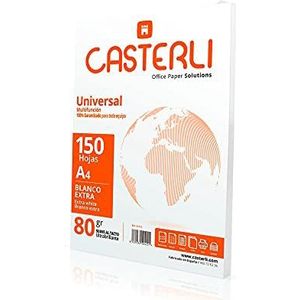 CASTERLI 81012 A4-papier, A4-papier, A4-papier, 150 vellen, A4-papier, 80 g, extra wit, multifunctioneel papier voor A4-printers, 80 g/m², A4, 150 vellen