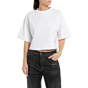 Replay Dames T-shirt korte mouwen katoen Second Life Collection, White (White 001), XL, 001, wit, XL