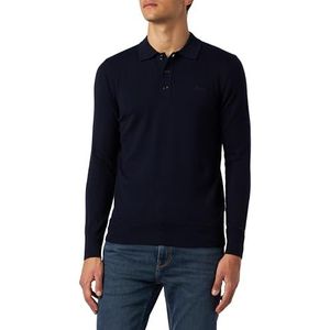 SCHOTT - Trui - Marineblauw - Katoen - Met Hemdskraag en Knoopsluiting