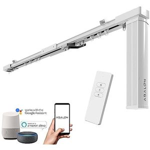 ABALON - Gemotoriseerde rail voor slimme gordijnen tot 5 meter met WiFi-motor - Compatibel met Alexa, Google Home en mobiele app - Smart Home elektrische rail inclusief afstandsbediening - Wit